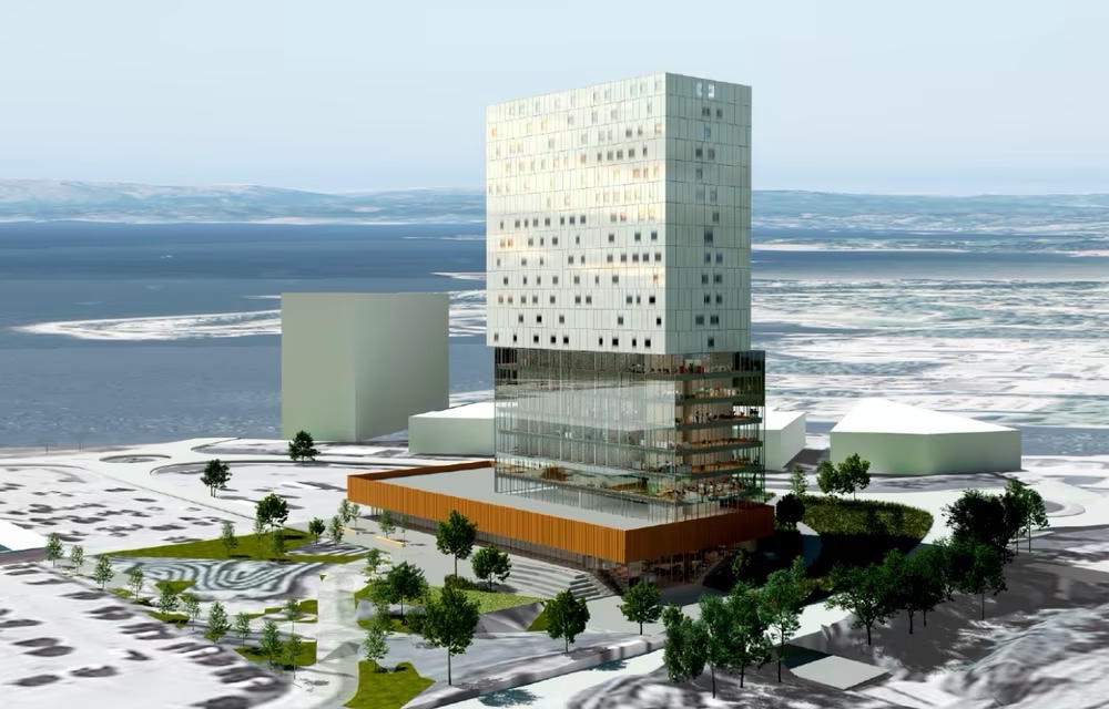 I 2018 ble det laget skisser til dette hotellet i Steinkjer – nå presenteres ny idé.