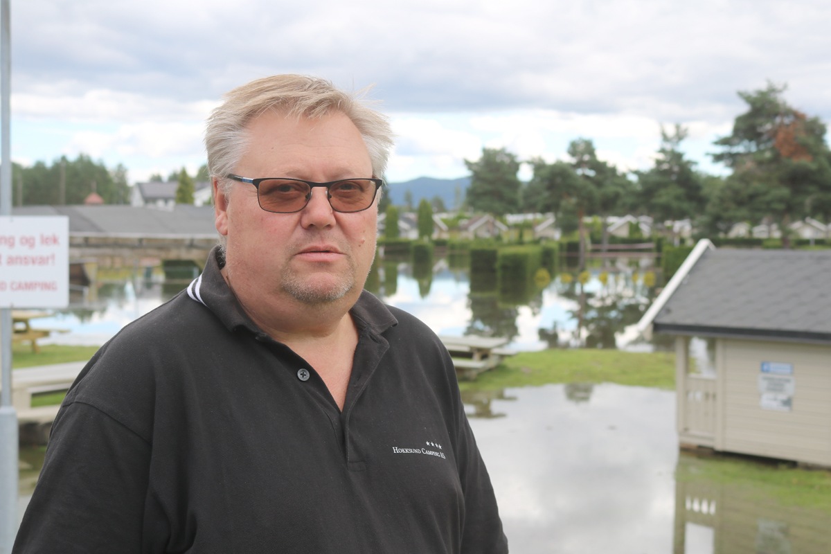 Var full-booket – nå er Hokksund Camping stengt av vannmasser